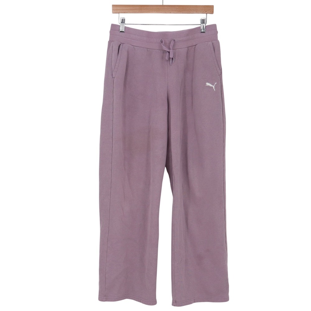 Puma Sweatpants Womens Medium Purple Wide Leg Fleece Good